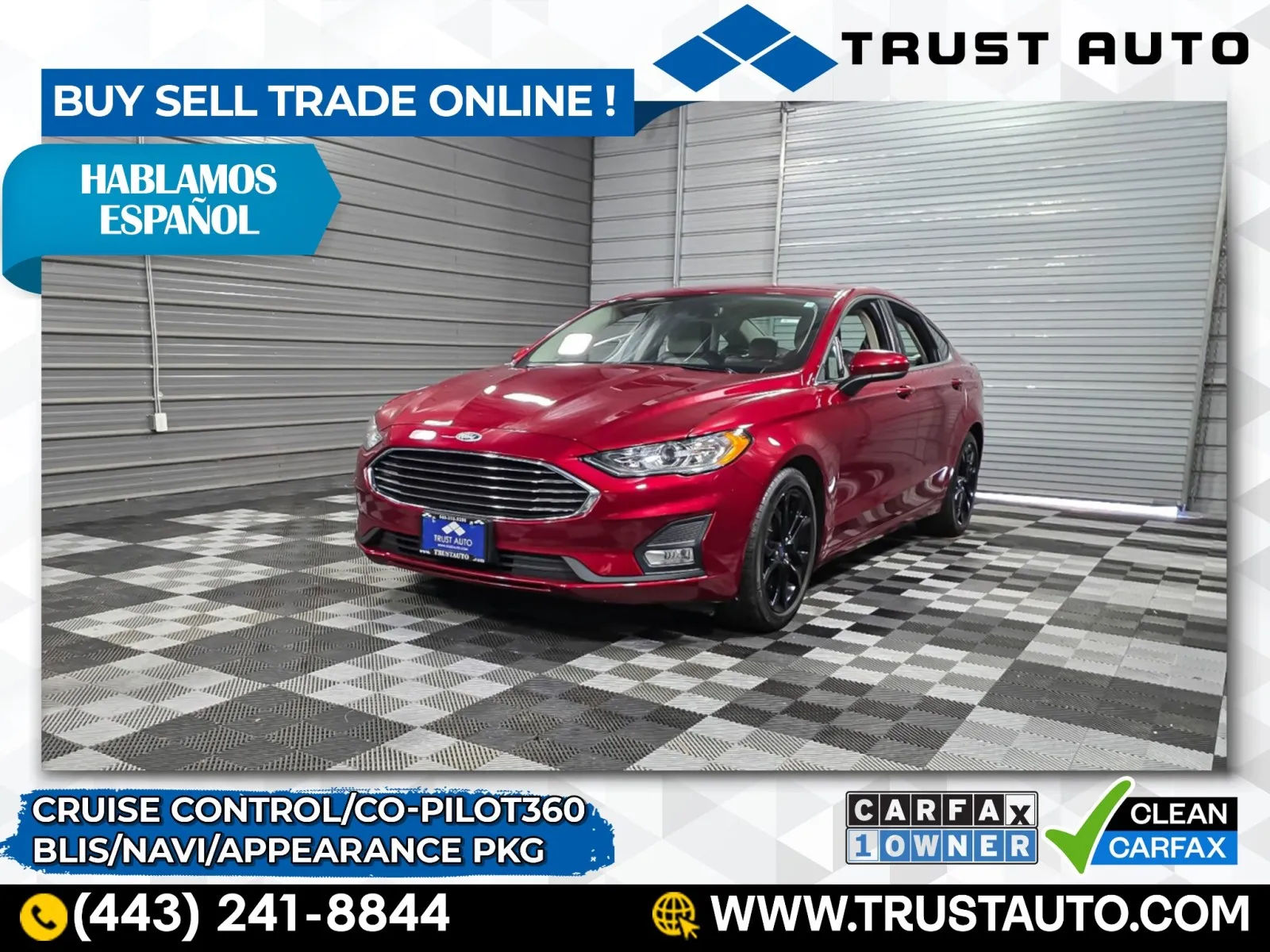 Red 2019 Ford Fusion SE Sedan for sale in Sykesville, MD