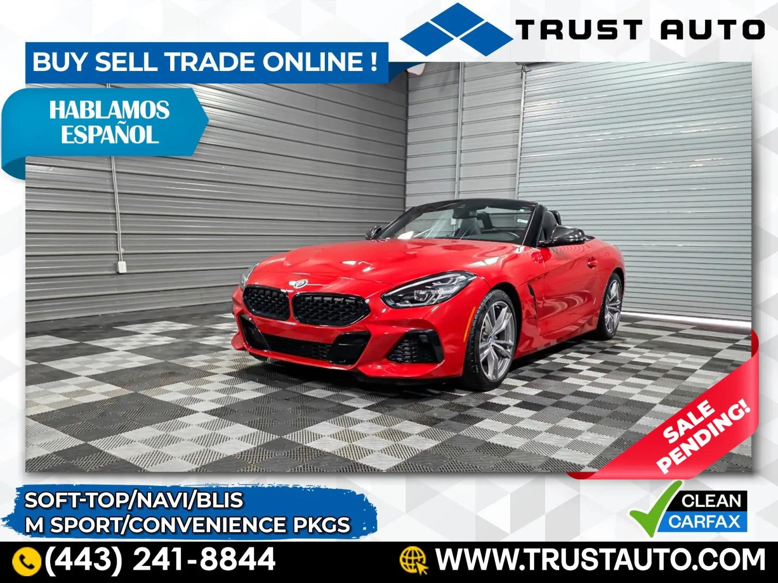 2021 BMW Z4 sDrive30i Soft-Top Convertible w/M Sport/Convenience Pkgs
