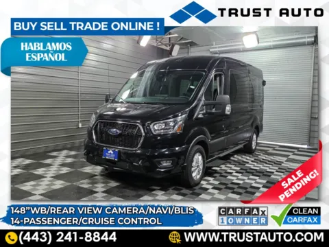 Black 2023 Ford Transit T-350 14-Passenger XLT 148''WB Medium Roof Minivan/Van for sale in Sykesville, MD