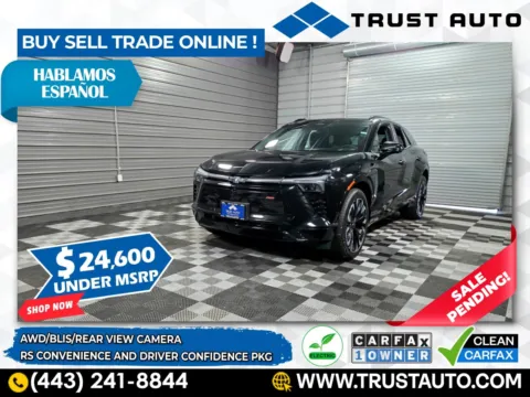 Black 2024 Chevrolet Blazer EV RS AWD Electric SUV w/Convenience and Driver Confidence Pkg for sale in Sykesville, MD
