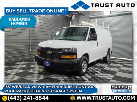 White 2020 Chevrolet Express 2500 Cargo 135'' WB Minivan/Van w/Roof Rack/Shelving Storage System for sale in Sykesville, MD