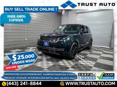 Green 2025 Land Rover Range Rover SE AWD SUV w/Premium Upgrade Interior/Comfort/24-Way Heated Pkgs for sale in Sykesville, MD