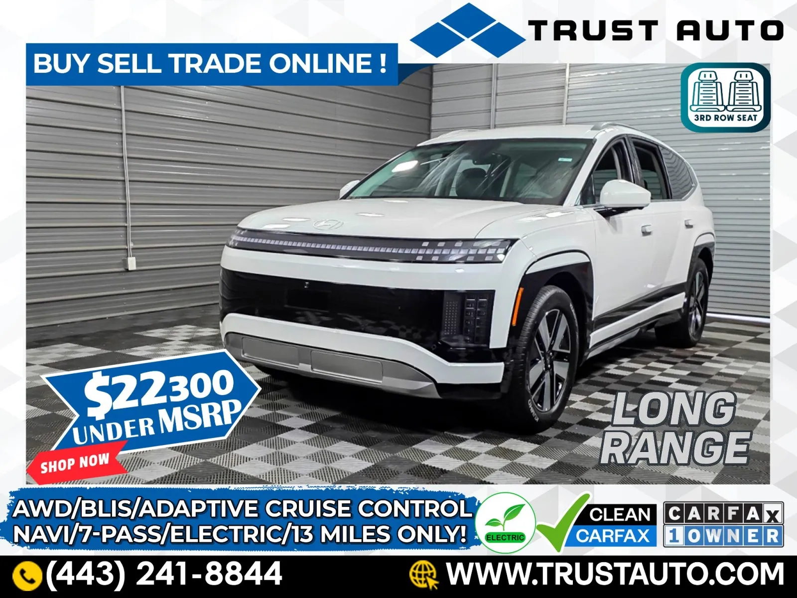 White 2026 Hyundai IONIQ 9 SEL 7-Pass 3rd Row AWD Dual Motor Electric Luxury SUV for sale in Sykesville, MD