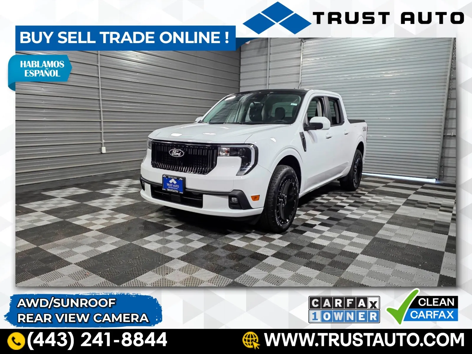 White 2025 Ford Maverick Lobo Standard AWD SuperCrew Pickup Truck for sale in Sykesville, MD