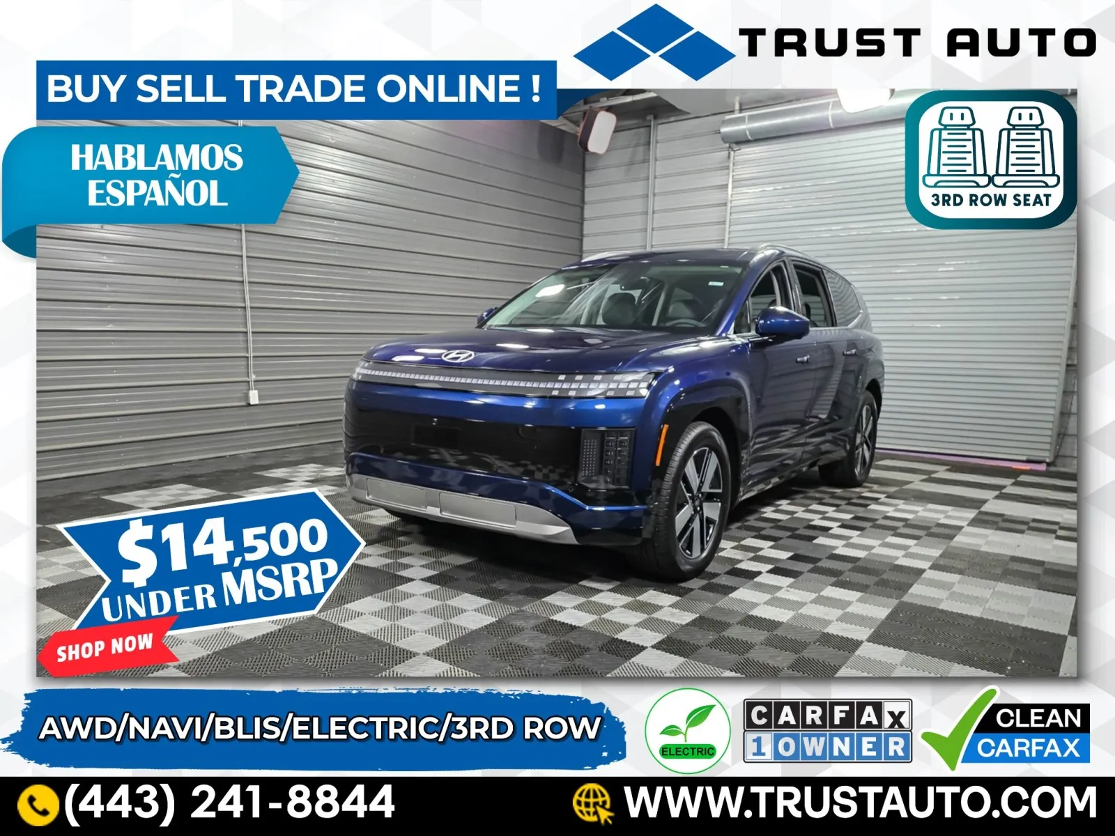 Blue 2026 Hyundai IONIQ 9 SEL AWD 7-Passenger 3rd Row Electric Luxury SUV for sale in Sykesville, MD