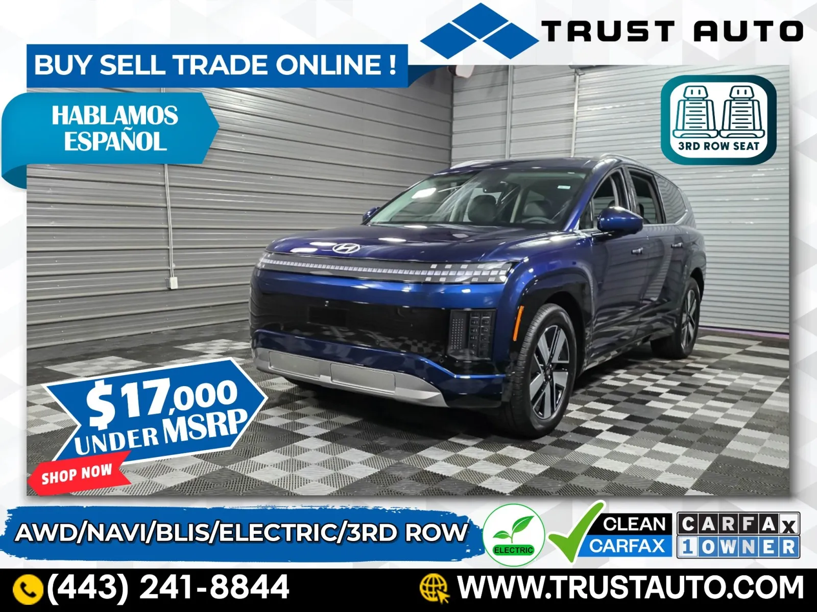 Blue 2026 Hyundai IONIQ 9 SEL AWD 7-Passenger 3rd Row Electric Luxury SUV for sale in Sykesville, MD