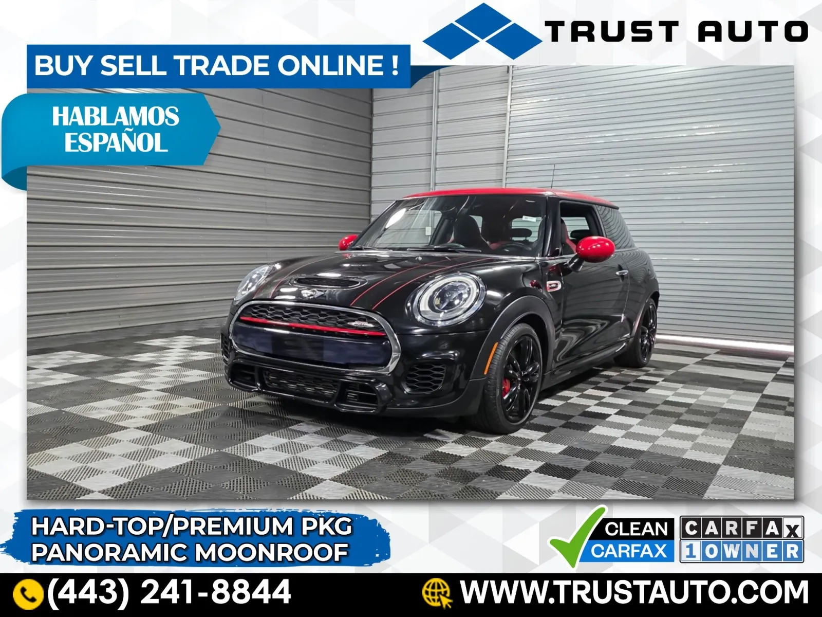 Black 2015 MINI Cooper John Cooper Works Hard-Top Hatchback w/Premium Pkg for sale in Sykesville, MD