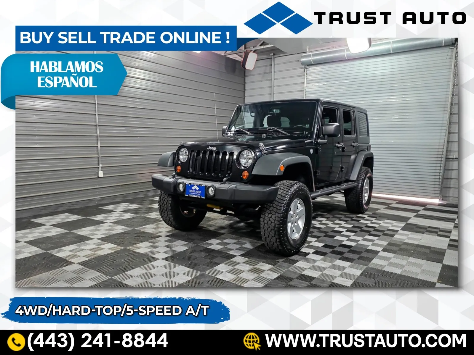 Black 2013 Jeep Wrangler Unlimited Sport 4WD Hard-Top SUV w/5-Speed A/T for sale in Sykesville, MD
