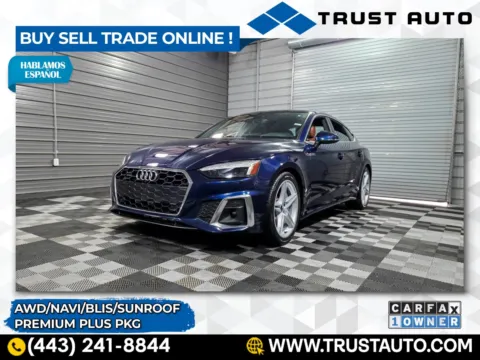 Blue 2022 Audi A5 Sportback S line Premium Plus 45 TFSI quattro AWD Hatchback for sale in Sykesville, MD