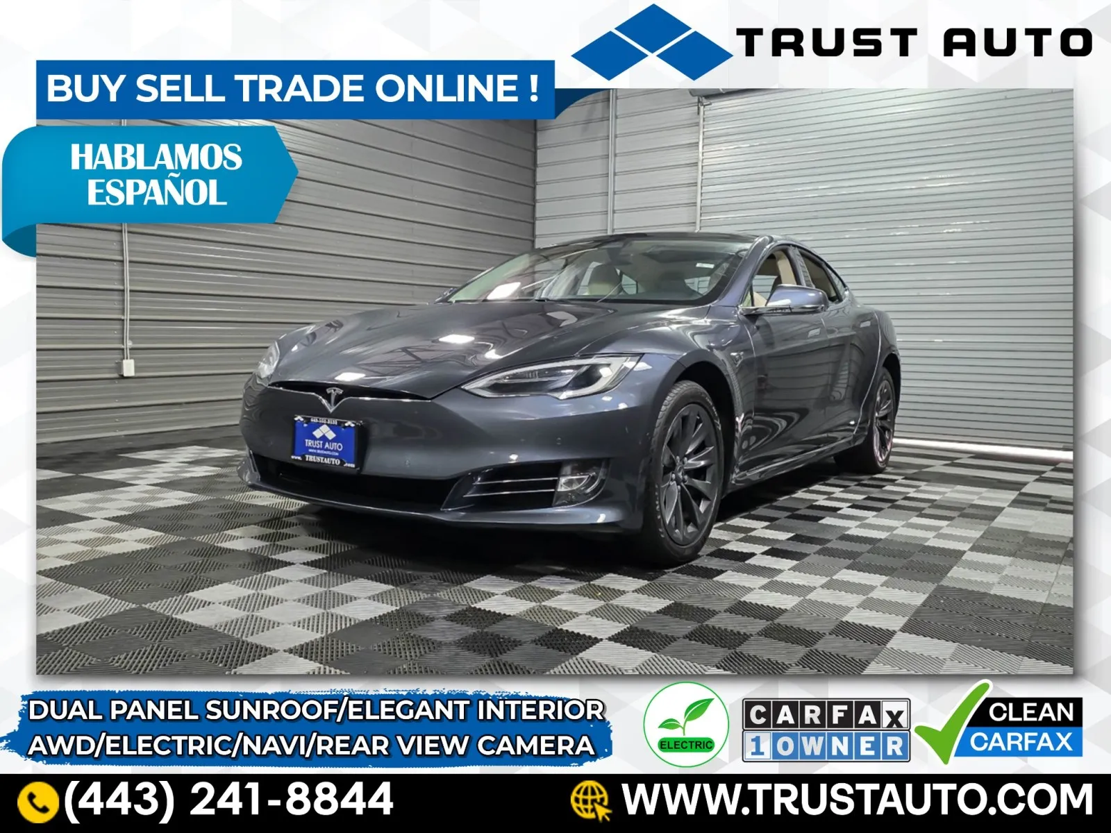 Silver 2017 Tesla Model S 100D AWD Electric Sedan for sale in Sykesville, MD