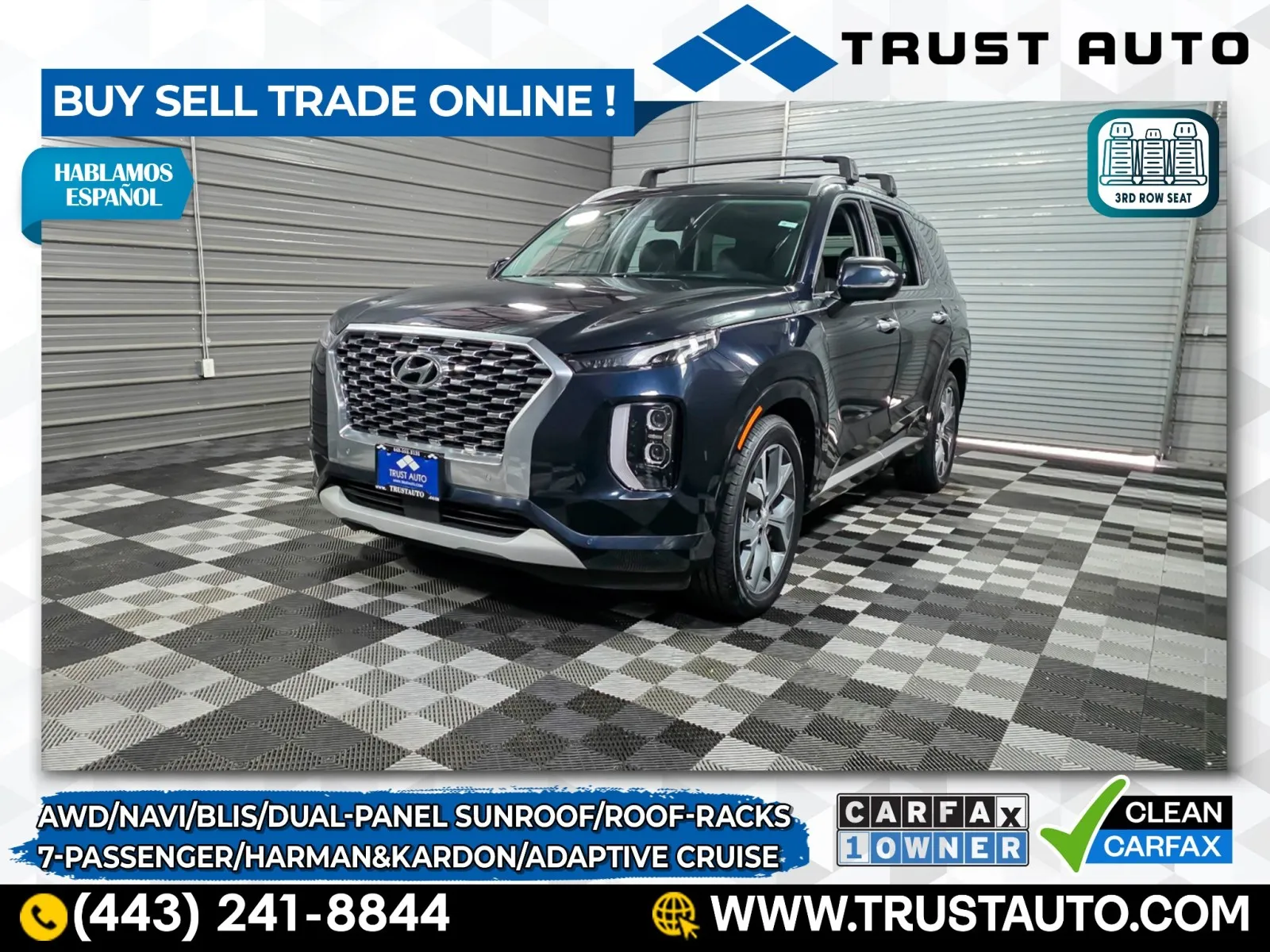 Blue 2021 Hyundai Palisade Limited AWD 7-Passenger SUV for sale in Sykesville, MD