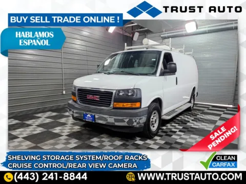 White 2019 GMC Savana 2500 Cargo 135WB 6.0L V8 Vortec Minivan/Van w/Shelving Storage System/Roof for sale in Sykesville, MD