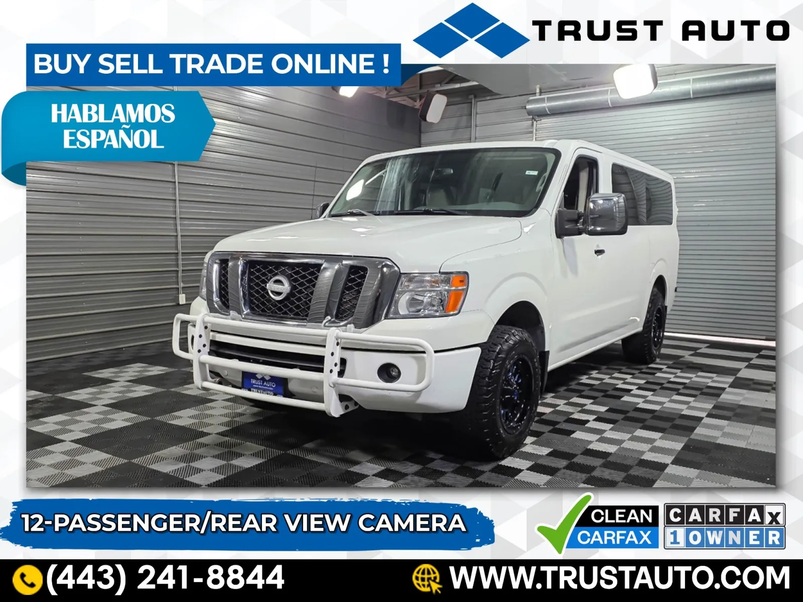 White 2019 Nissan NV 12-Passenger NV3500 HD SL Low Roof Minivan/Van for sale in Sykesville, MD