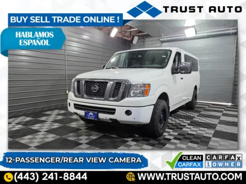 White 2019 Nissan NV 3500HD 12-Passenger SL Low Roof Minivan/Van for sale in Sykesville, MD