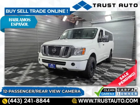 White 2019 Nissan NV 3500HD 12-Passenger SL Low Roof Minivan/Van for sale in Sykesville, MD