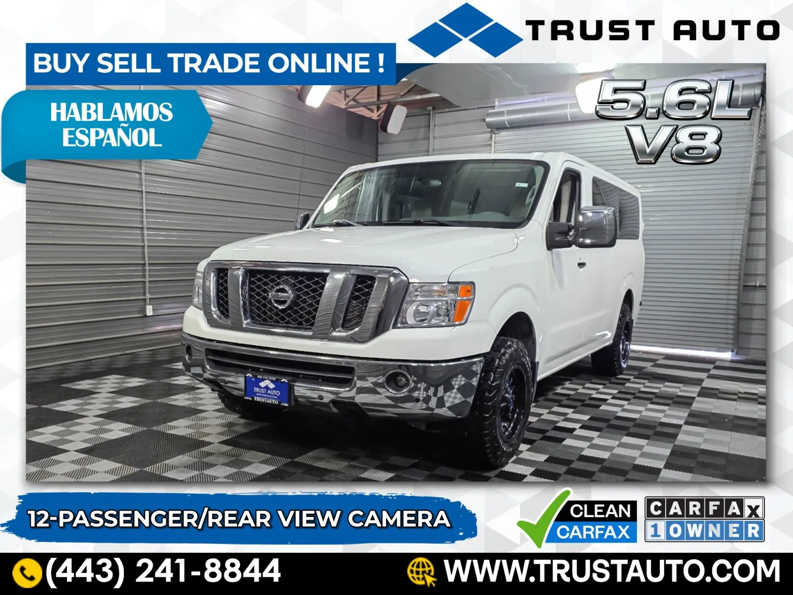 White 2019 Nissan NV 3500HD 12-Passenger SL Low Roof Minivan/Van for sale in Sykesville, MD