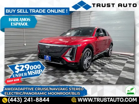 Red 2024 Cadillac LYRIQ Luxury AWD Electric SUV for sale in Sykesville, MD