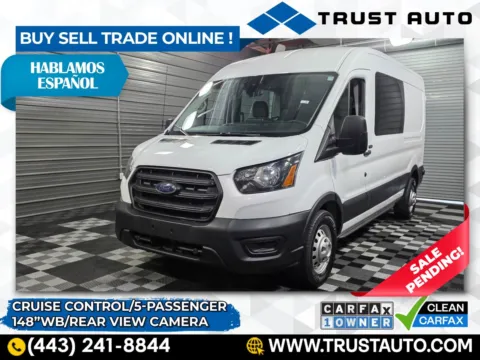 White 2020 Ford Transit T-150 5-Passenger 148''WB Crew Medium Roof Minivan/Van for sale in Sykesville, MD