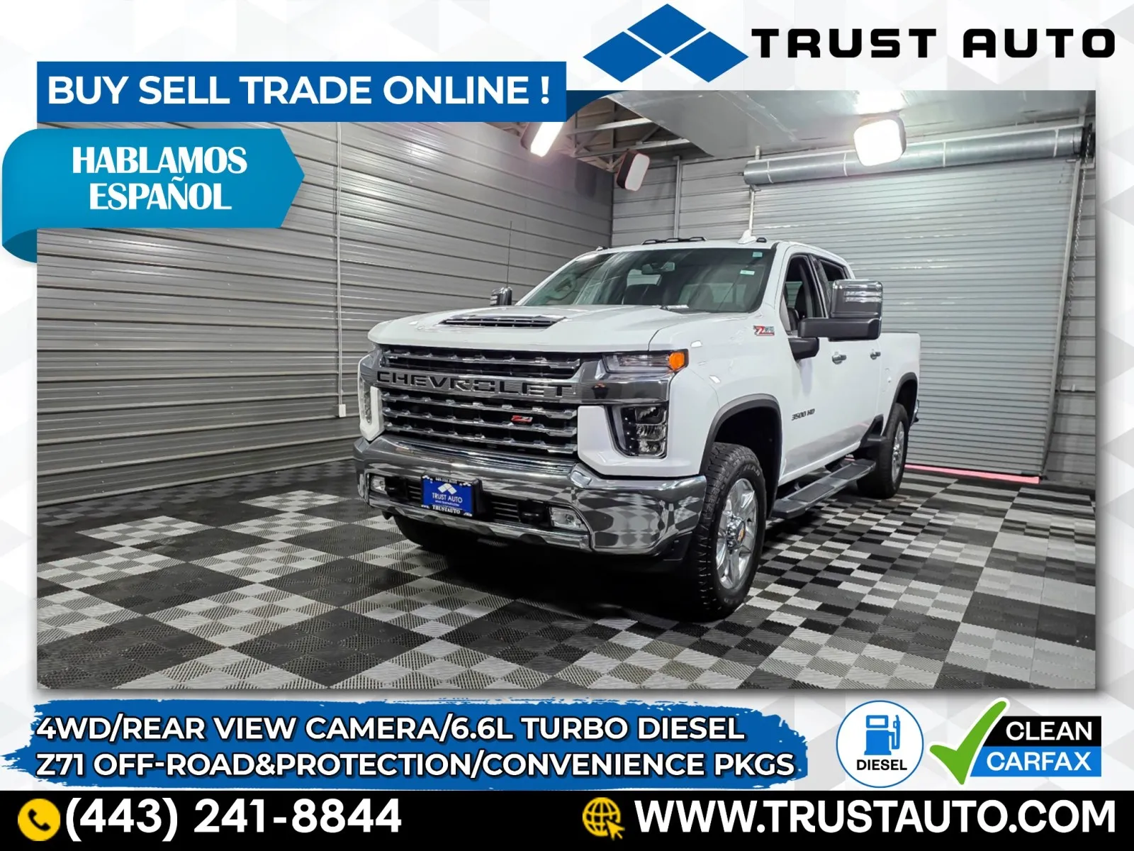 2022 Chevrolet Silverado 3500HD LTZ 4WD Crew Cab Duramax Diesel Pickup Truck w/Z71 Off-Road and Protection Pkg