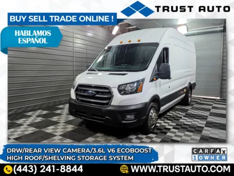 White 2020 Ford Transit T-350 Cargo 148WB DRW High Roof 3.5L V6 Ecoboost Minivan/Van w/Shelving Storage System for sale in Sykesville, MD
