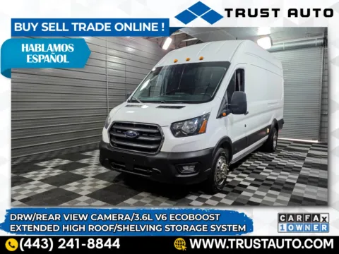 White 2020 Ford Transit T-350 Cargo 148WB DRW Extended High Roof 3.5L V6 Ecoboost Minivan/Van w/Shelving Storage System for sale in Sykesville, MD
