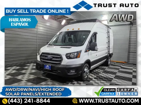 White 2020 Ford Transit T-350 Cargo DRW 148''WB AWD High Roof Dually Extended 4-passenger Minivan/Van for sale in Sykesville, MD