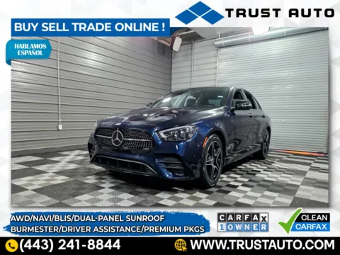 Blue 2021 Mercedes-Benz E-Class E 450 4MATIC Luxury Sedan w/Driver Assistance/Premium Pkgs for sale in Sykesville, MD