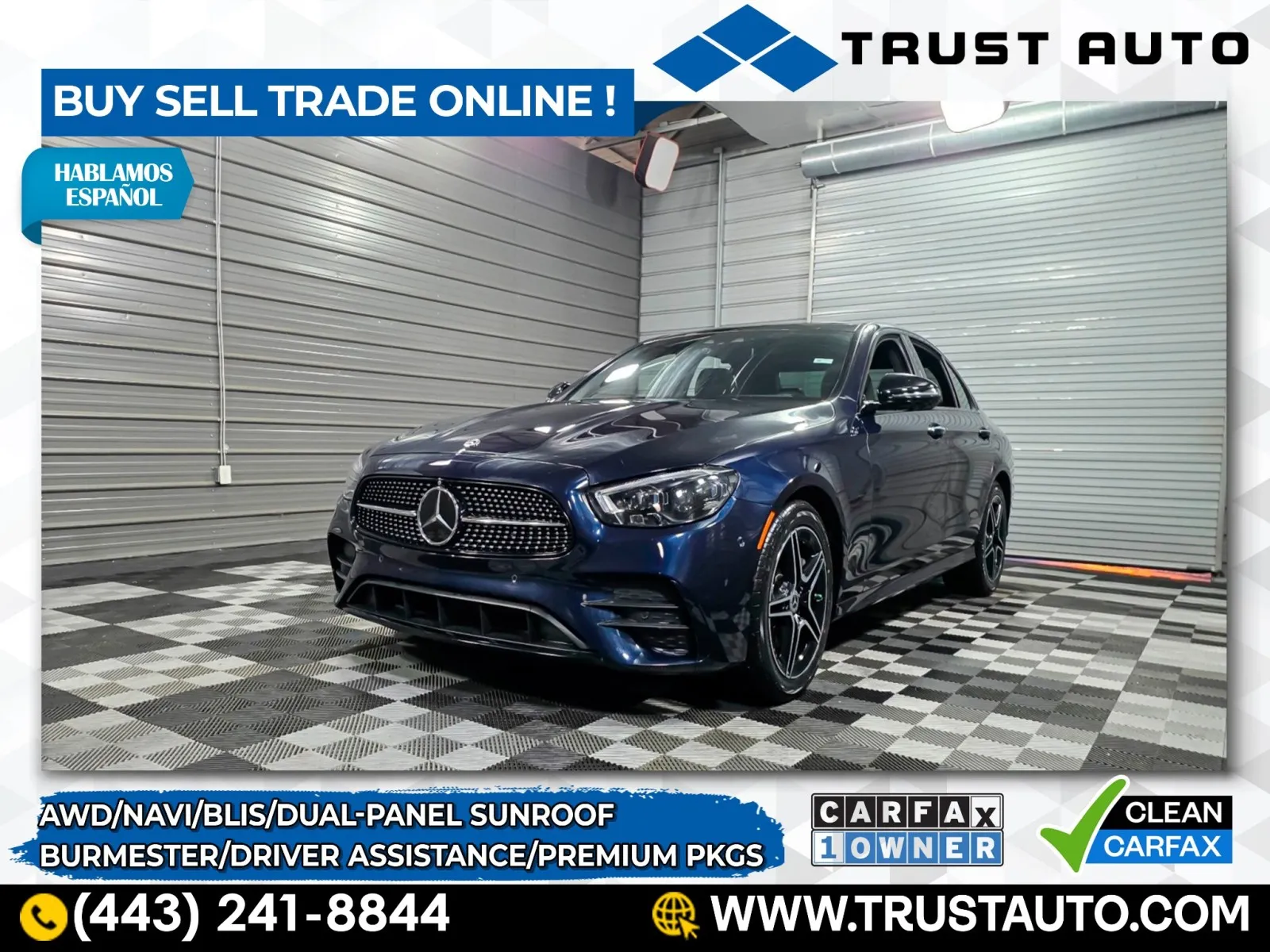 Blue 2021 Mercedes-Benz E-Class E 450 4MATIC Luxury Sedan w/Driver Assistance/Premium Pkgs for sale in Sykesville, MD