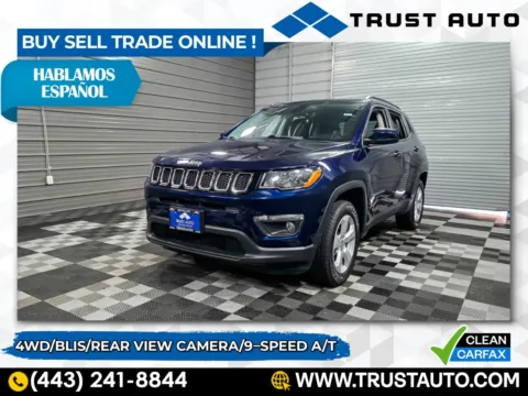 Blue 2019 Jeep Compass Latitude 4WD SUV w/9Speed A/T for sale in Sykesville, MD