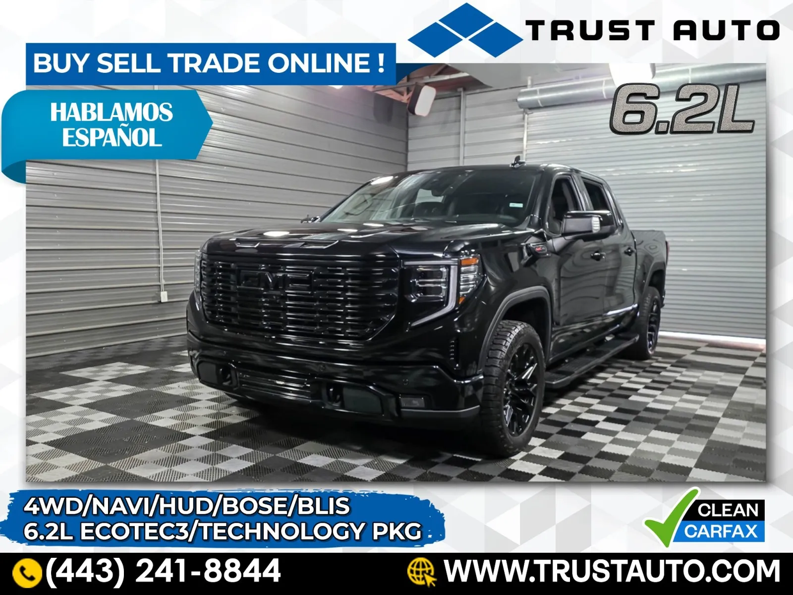 Black 2023 GMC Sierra 1500 Denali 4WD Crew Cab 6.2L V8 Pickup Truck for sale in Sykesville, MD