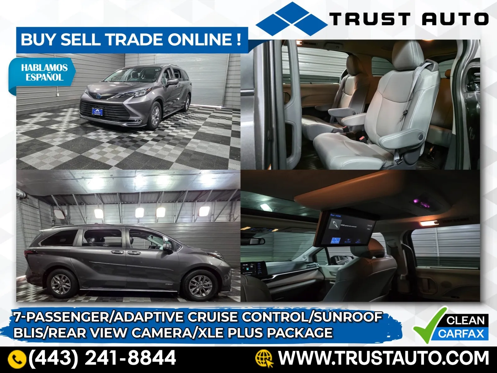 2021 Toyota Sienna 7-Passenger XLE Hybrid-Electric Minivan/Van w/Plus Pkg