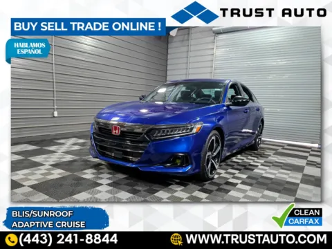 Blue 2021 Honda Accord Sport 4-Door Sedan for sale in Sykesville, MD
