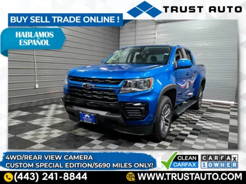 Blue 2022 Chevrolet Colorado WT 4WD Crew Cab Pickup Truck w/Custom Special Edition for sale in Sykesville, MD