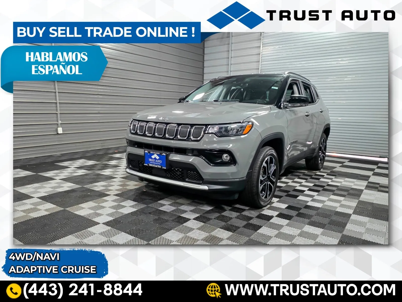 Gray 2022 Jeep Compass Limited 4WD SUV for sale in Sykesville, MD