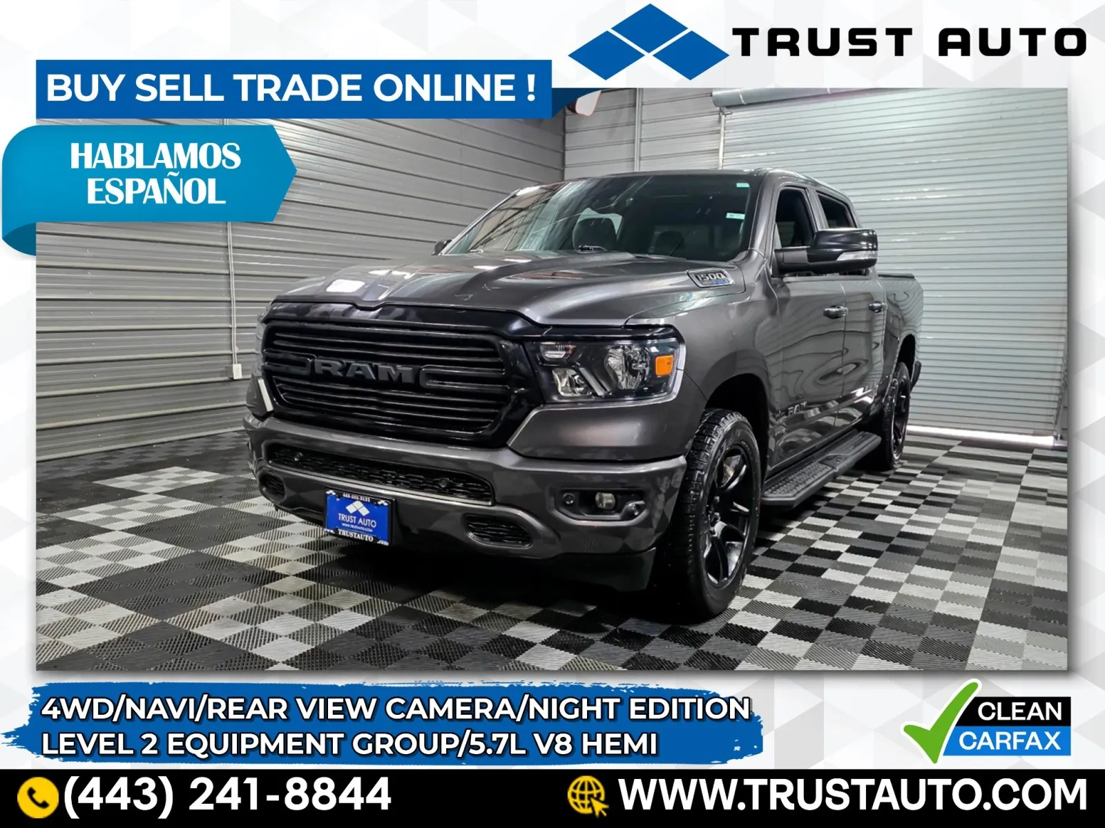 2021 Ram 1500 Big Horn 4WD Crew Cab HEMI Pickup Truck w/Level 2 Equipment Group
