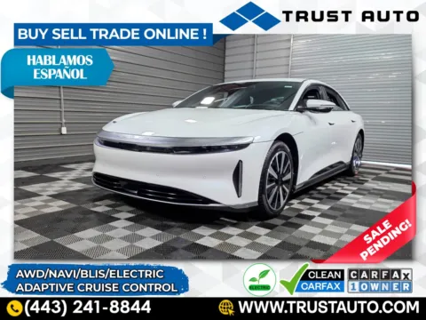White 2024 Lucid Air Touring AWD Electric Luxury Sedan for sale in Sykesville, MD