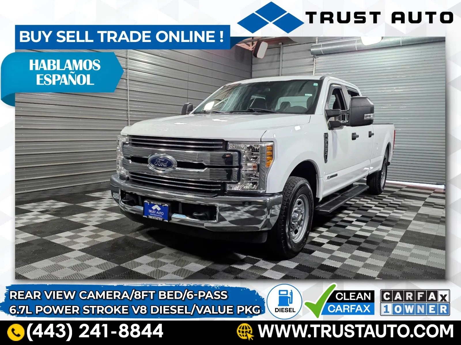 2019 Ford Super Duty F-250 XL Crew Cab 8FT Long Bed 6-Pass Power Stroke Diesel Pickup Truck w/Value Pkg