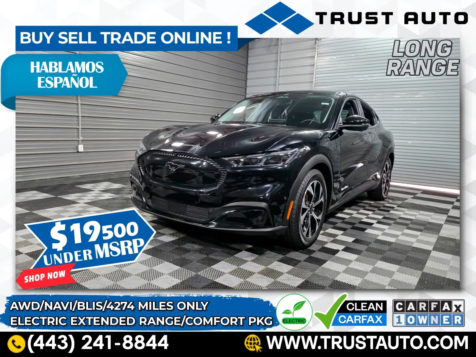 Black 2024 Ford Mustang Mach-E Select AWD Electric Extended Range SUV w/Comfot Pkg for sale in Sykesville, MD