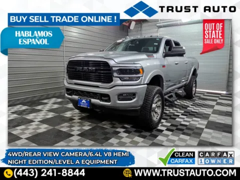 Silver 2021 Ram 2500 Laramie 4WD Crew Cab 6.4L V8 Hemi Pickup Truck w/Night/Level A Pkgs for sale in Sykesville, MD