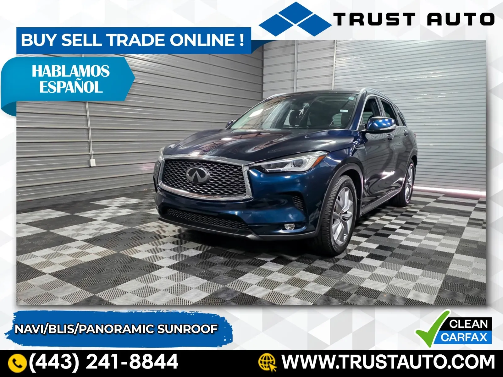 Blue 2019 INFINITI QX50 LUXE SUV for sale in Sykesville, MD