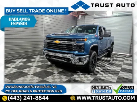 Blue 2024 Chevrolet Silverado 2500HD LT 4WD Crew Cab 6.6L V8 Pickup Truck w/Z71 Off-Road & Protection Pkg for sale in Sykesville, MD