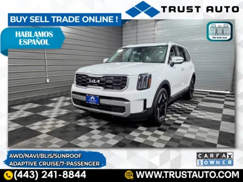 White 2023 Kia Telluride S AWD 7-Passenger Luxury SUV for sale in Sykesville, MD