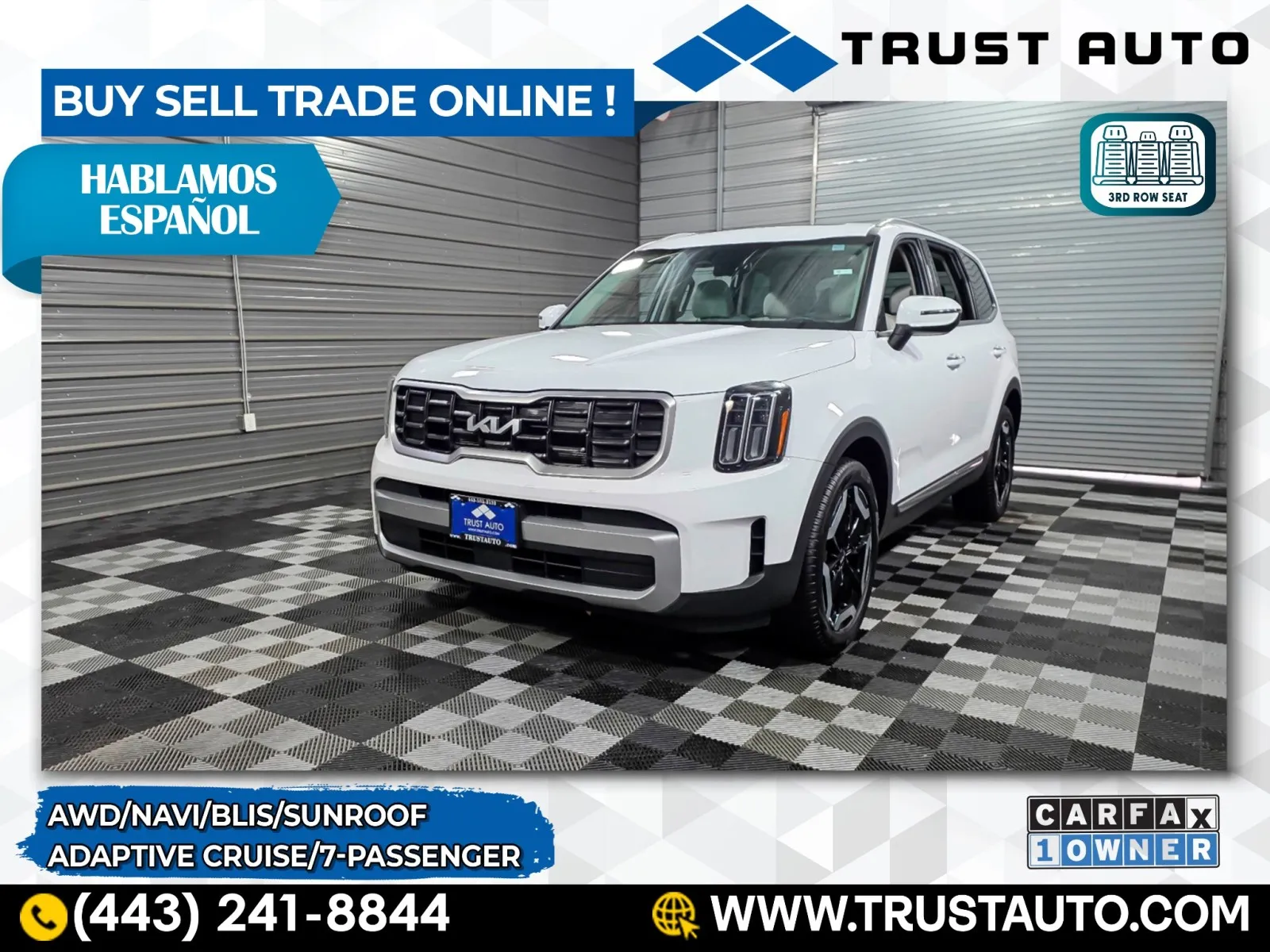 White 2023 Kia Telluride S AWD 7-Passenger Luxury SUV for sale in Sykesville, MD