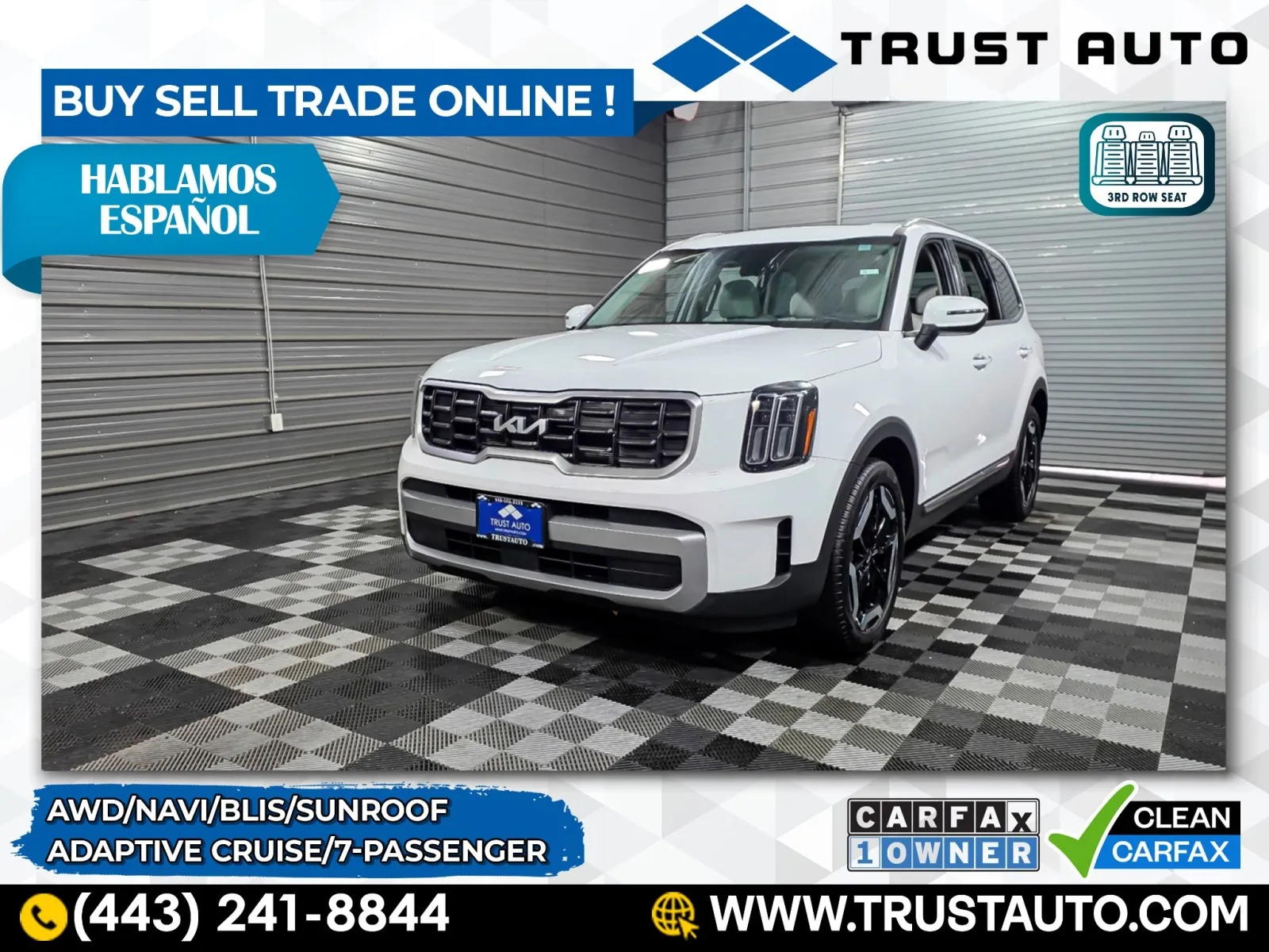 White 2023 Kia Telluride S AWD 7-Passenger Luxury SUV for sale in Sykesville, MD