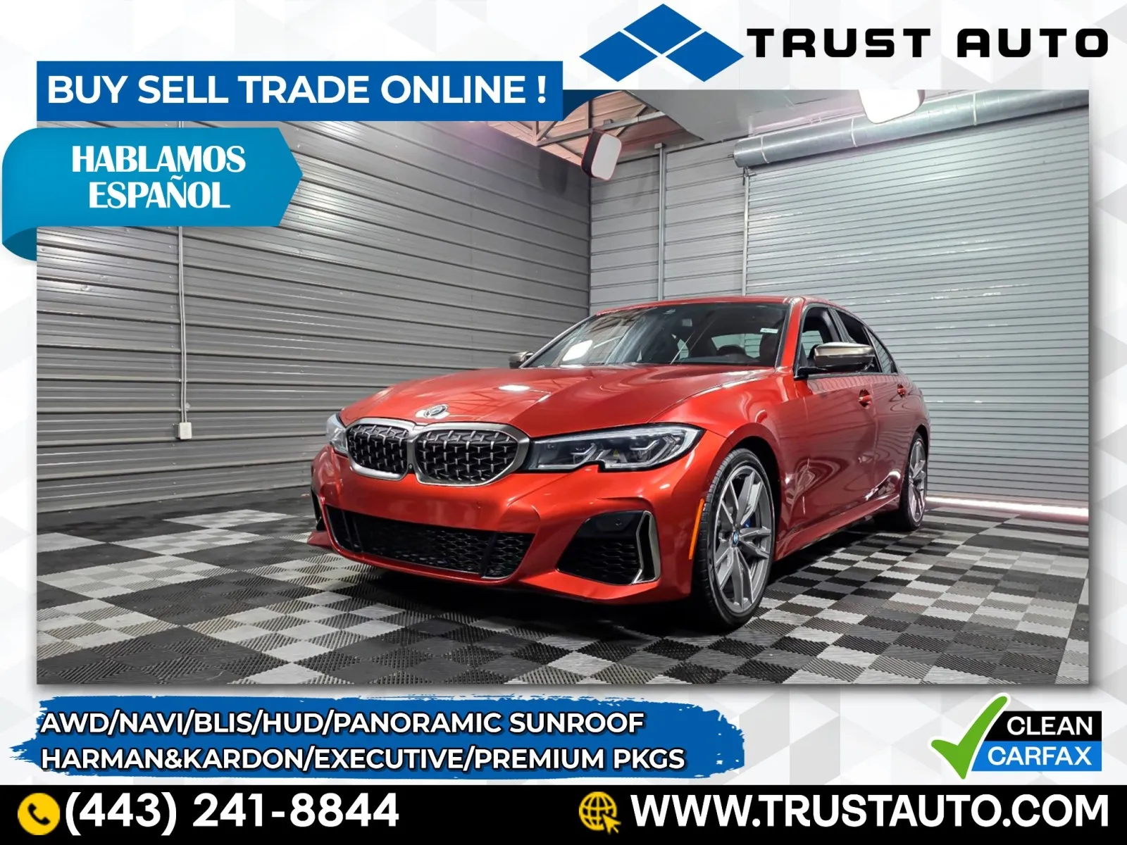 Orange 2020 BMW 3 Series M340i xDrive AWD Sedan w/Executive Pkg for sale in Sykesville, MD
