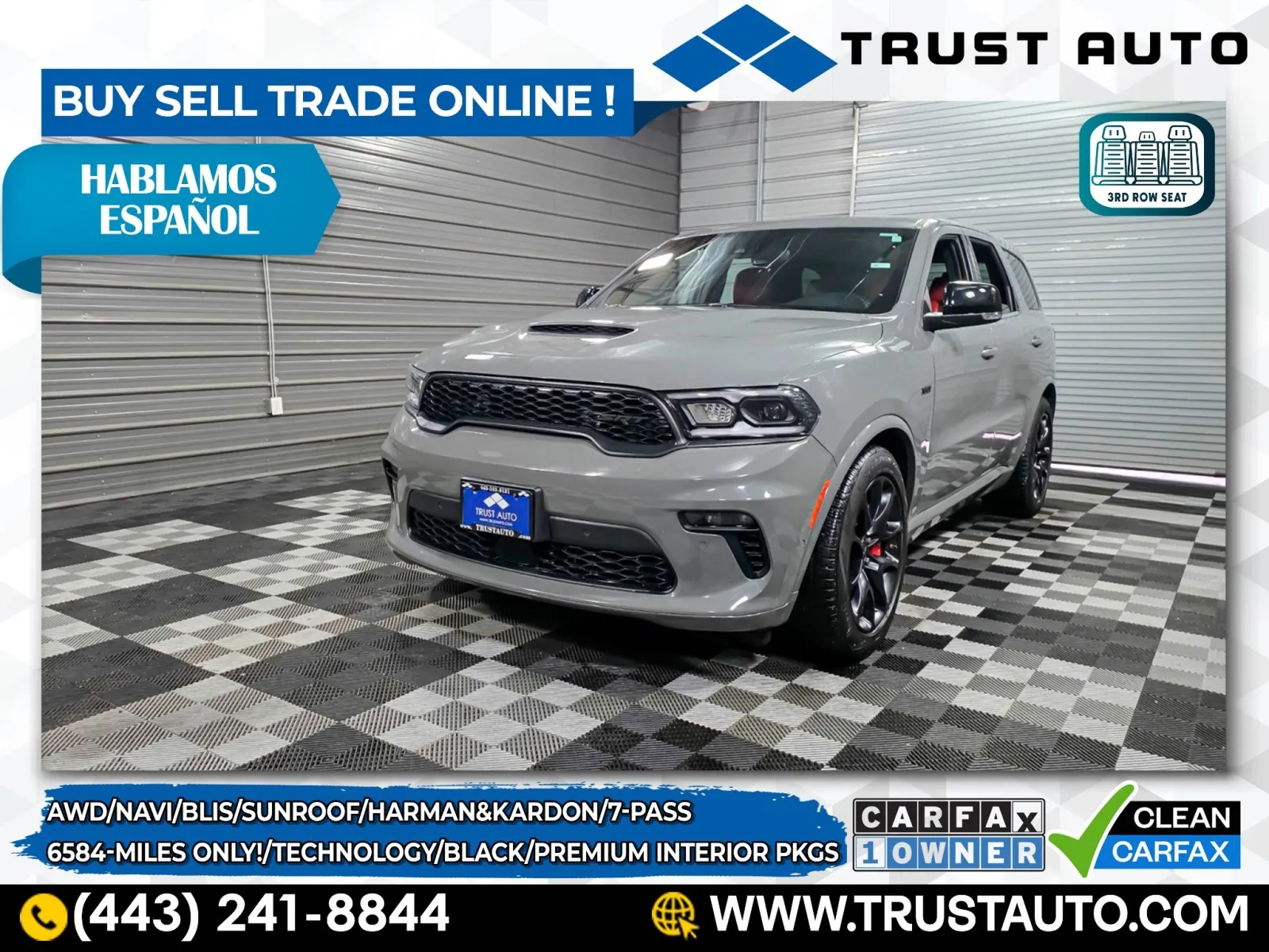 Gray 2021 Dodge Durango SRT 392 AWD SUV w/Technology/Black/Premium Interior Pkgs for sale in Sykesville, MD