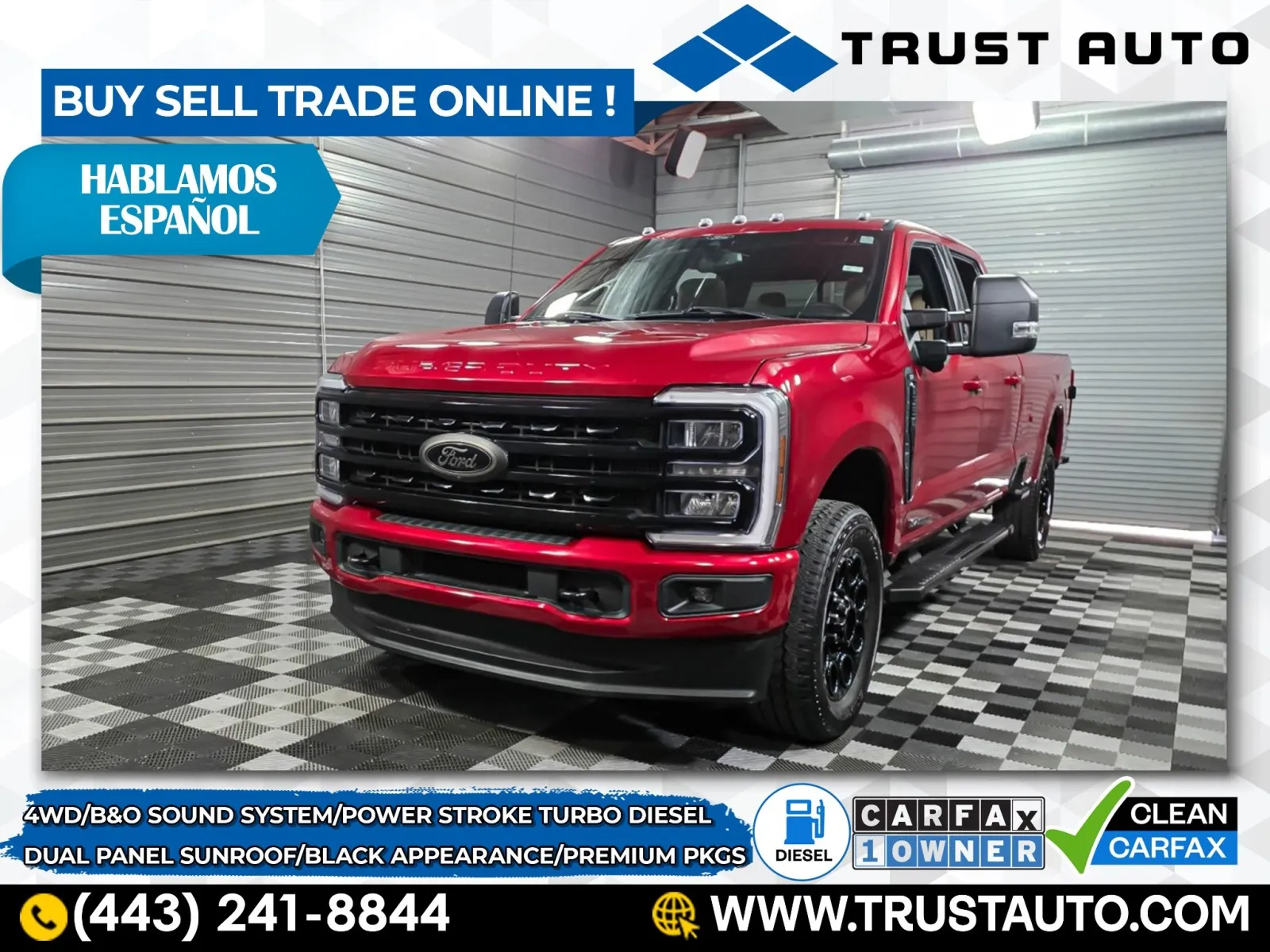 Red 2024 Ford Super Duty F-350 SRW XLT 4WD Crew Cab 8FT Long Bed Power Stroke Turbo Diesel Pickup Truck w/Premium Pkg for sale in Sykesville, MD