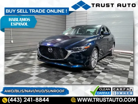 Blue 2021 Mazda Mazda3 AWD Premium Sedan for sale in Sykesville, MD