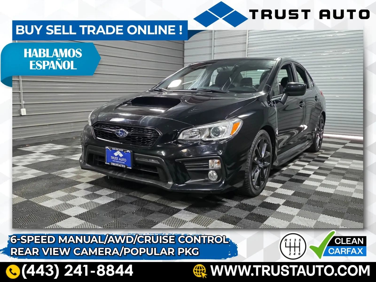Black 2021 Subaru WRX Premium AWD 6-Speed Manual Sedan for sale in Sykesville, MD