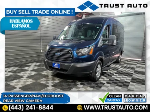 Blue 2019 Ford Transit 14-Passenger XL 148''WB 3.5L V6 EcoBoost Medium Roof Minivan/Van/Wagon for sale in Sykesville, MD